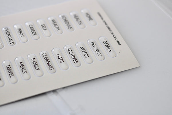Essential Dome Divider Labels- Black Coffee