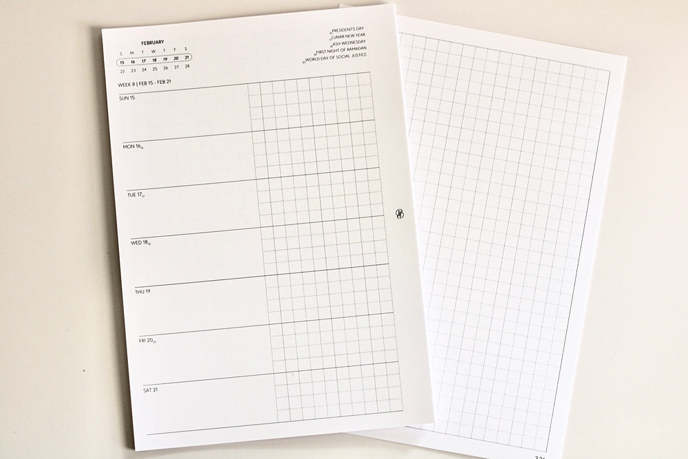 2026 Horizontal Weekly Planner Insert (Sunday Start)