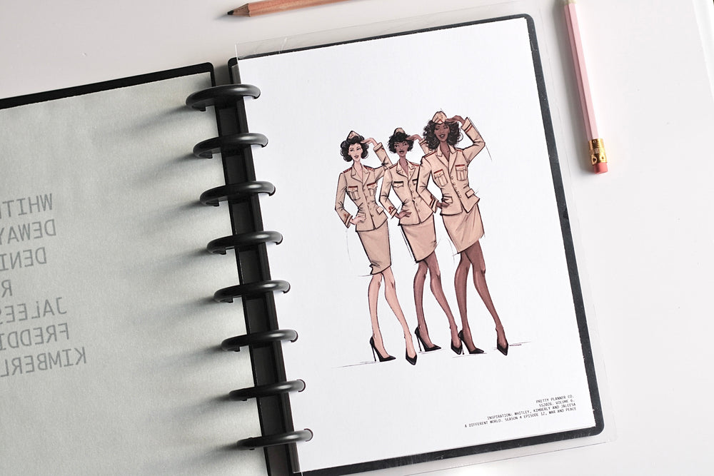 Whitley, Kimberly and Jaleesa Fashion Illustration Cardstock Dashboard