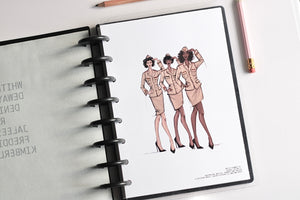 Whitley, Kimberly and Jaleesa Fashion Illustration Cardstock Dashboard