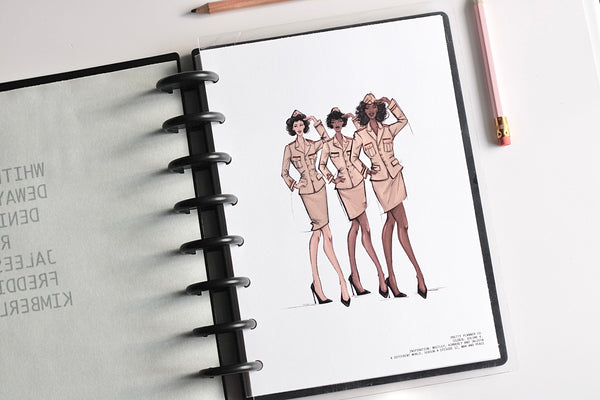 Whitley, Kimberly and Jaleesa Fashion Illustration Cardstock Dashboard
