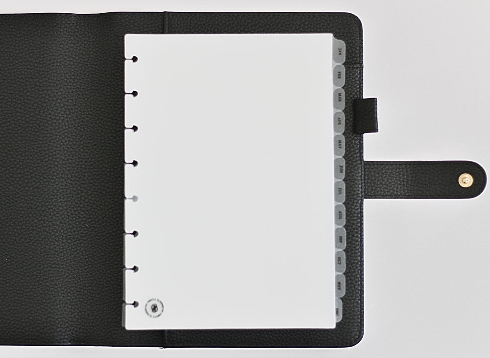 Monthly Side Tab Dividers- Black Letters A5