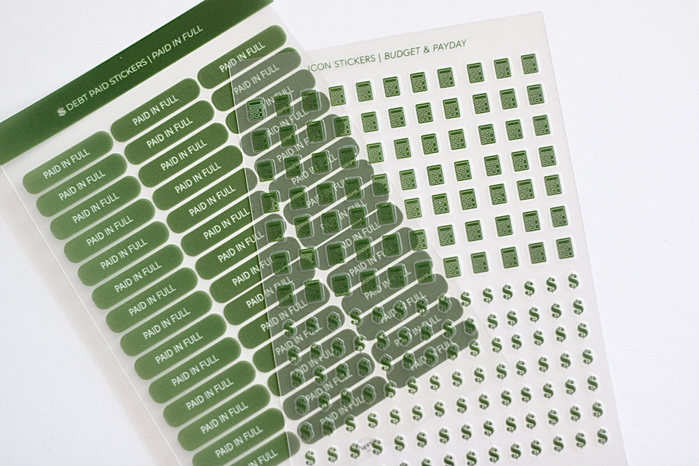CFO Paid in Full & Tiny Budget/Payday Icon Sticker Set