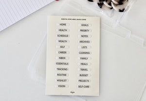 Essential Dome Divider Labels- Black Coffee