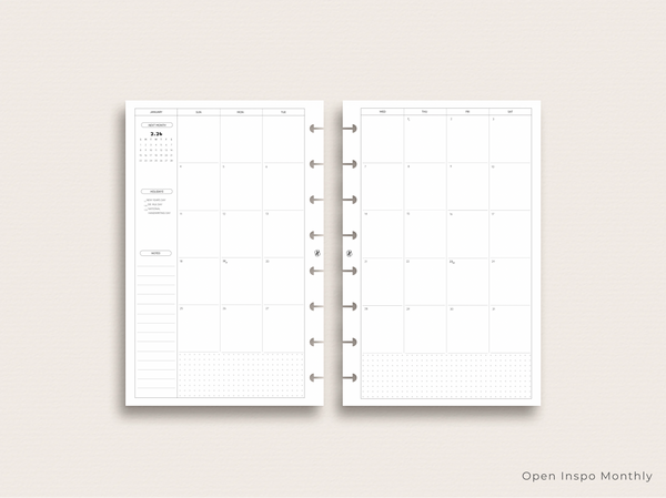 2026 Dated Open Inspiration Monthly Planner Insert