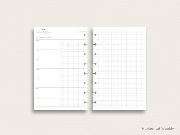 2026 Horizontal Weekly Planner Insert (Sunday Start)