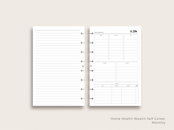 2026 Dated HHWSC Monthly Planner Insert