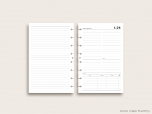 2026 Dated Open Inspiration Monthly Planner Insert