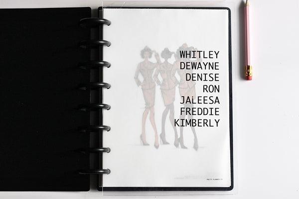 Whitley, Kimberly and Jaleesa Fashion Illustration Cardstock Dashboard