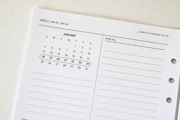 2026 DATED VERTICAL WEEKLY PLANNER INSERT (Monday Start)