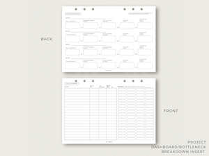 Project Dashboard and Bottleneck Breakdown Planner Insert (Volume 1)