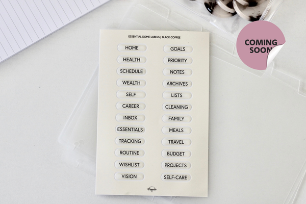 Essential Dome Divider Labels- Black Coffee