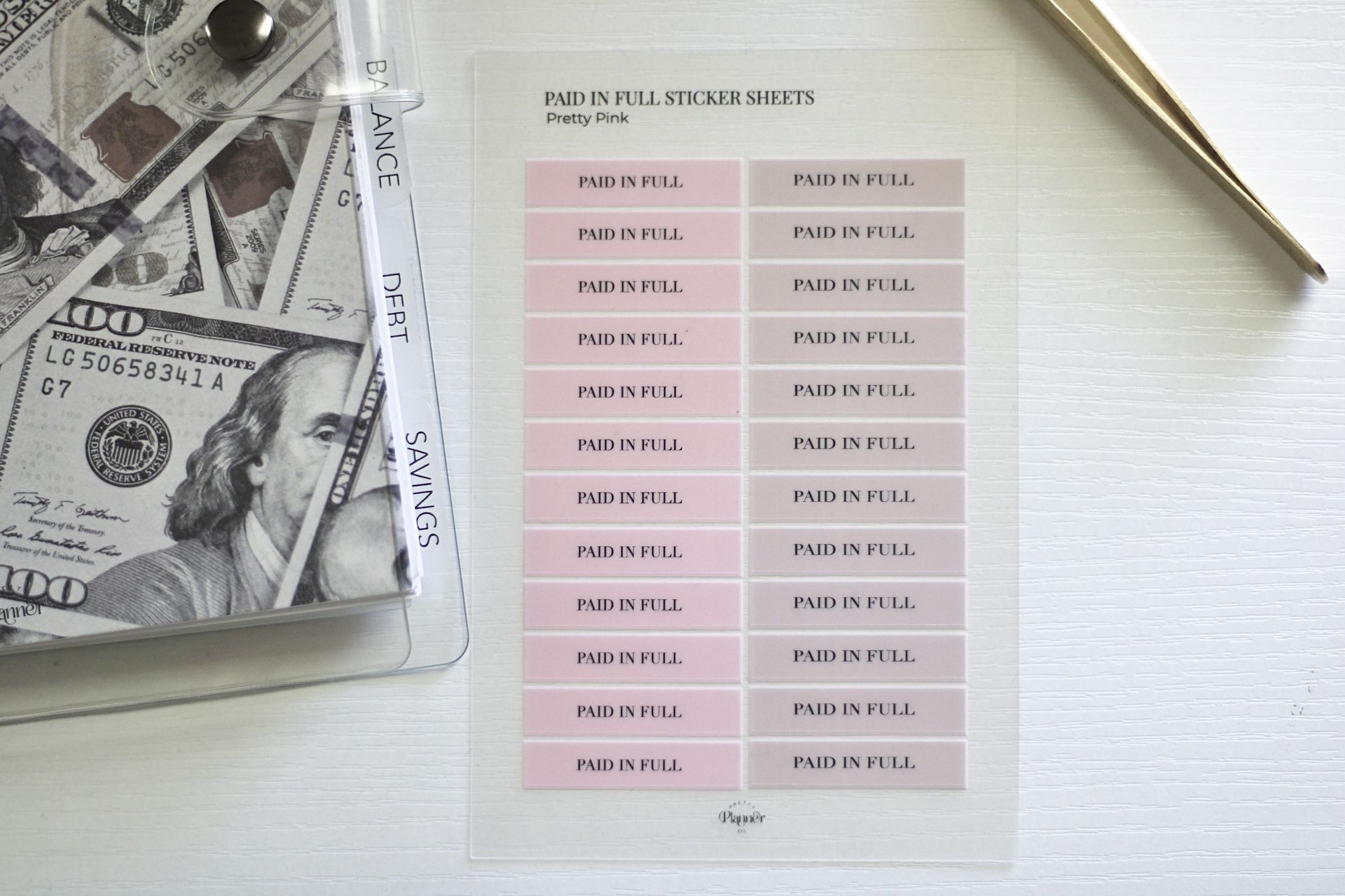 Matte PAID IN FULL Stickers- Pink